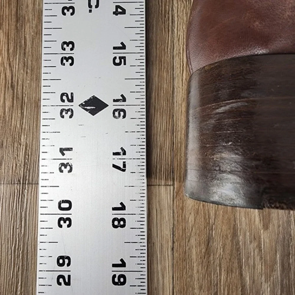 Heschung Brown Leather Riding‎ Boots Tall Buckle Womens 7 Made in France